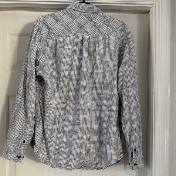 Men's Casual Button Down Shirt - Blue/ White Checkered - Picture 2 of 3